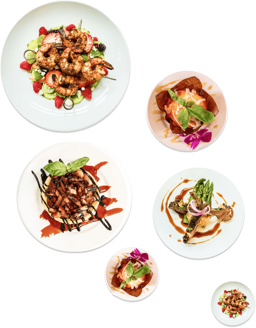 Assortment of Gourmet Plated Dishes Served at an Independent Living Community Assortment of Gourmet Plated Dishes Served at an Independent Living Community
